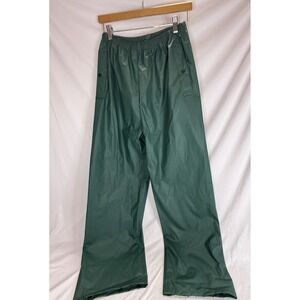 Columbia Pants Mens XS Green Shell PVC Waterproof Rain Wide Leg Snap Buttons VTG